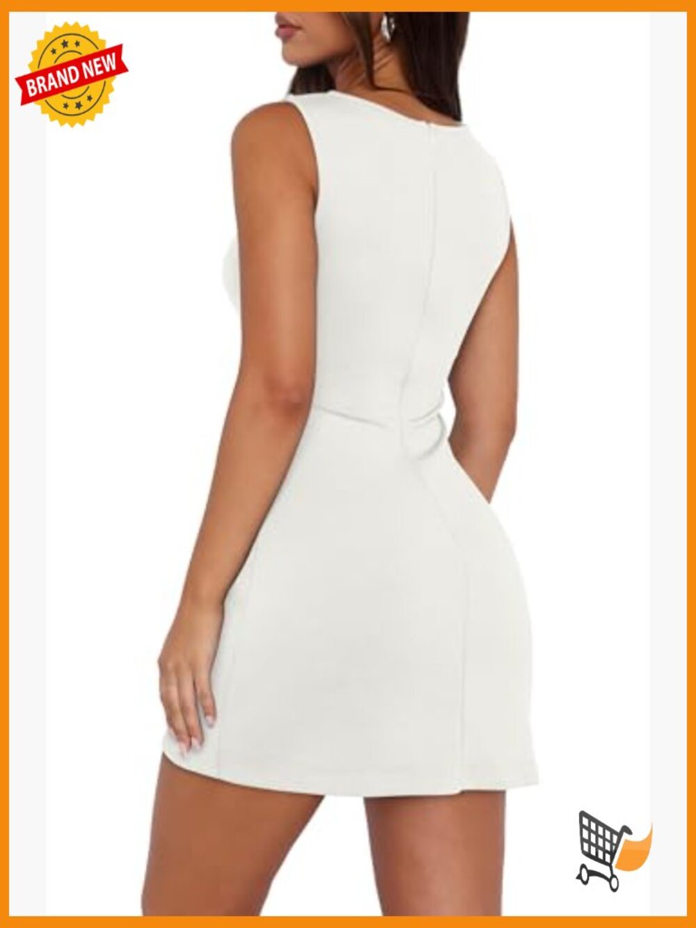 Sleeveless Boat Neck Mini Dress Slim Fit Bodycon Party Club Dress - Picture 5 of 7